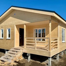 Дом на лето: каркасный домик для семьи по проекту К-11, 64 кв.м., 2 спальни, кухня-гостиная и с/у