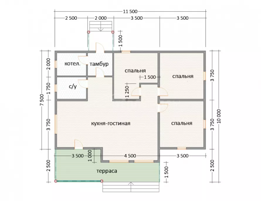 Каркасный дом 10х11,5 К-42