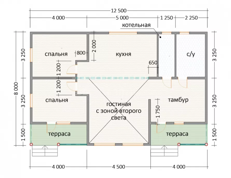 Каркасный дом 8,0х12,5 К-47