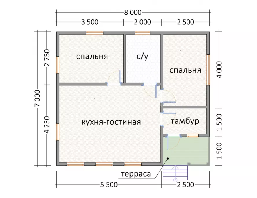 Каркасные дома 7x8