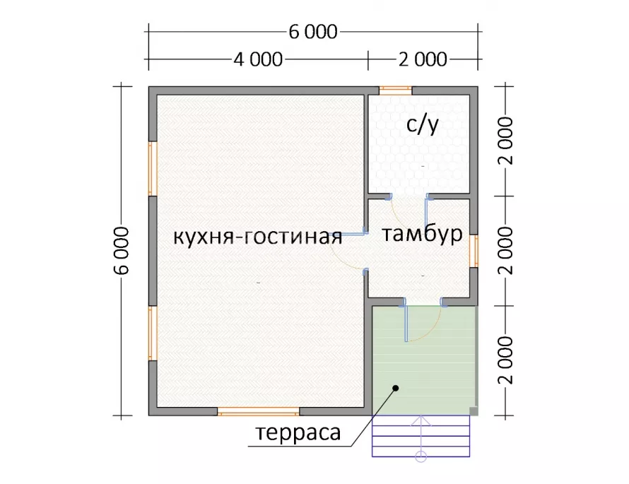 Каркасный дом 6х6 КД-10