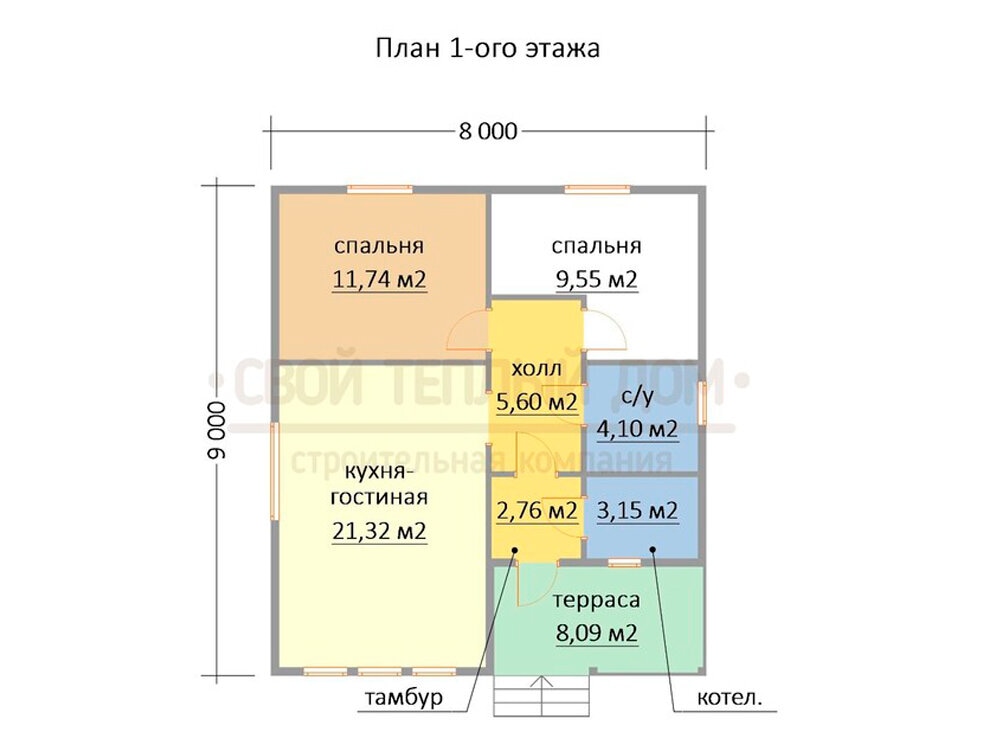 Одноэтажный летний дом для небольшой семьи