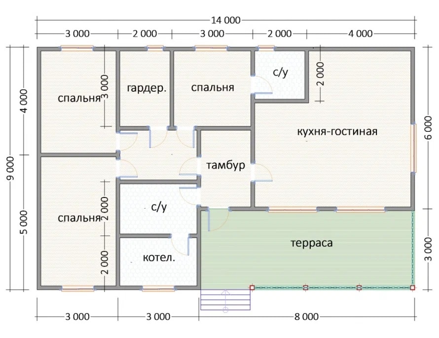 ЦИМЛЯНСК - Проект добротного одноэтажного дома площадью 150 м2 с 4 спальнями и хозблоком с воротами