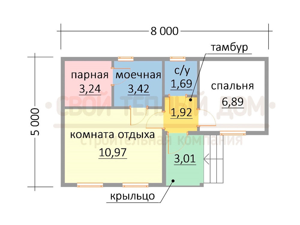 7 метровая спальня отлично подойдет для размещения гостей после веселых посиделок