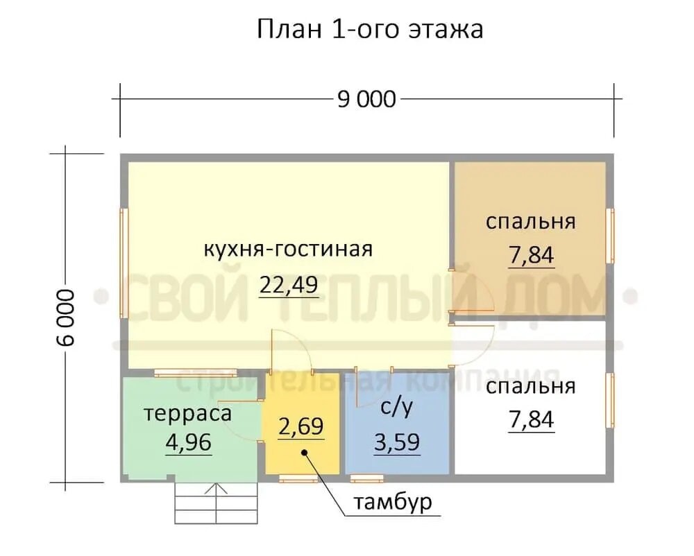 Планировка дома по проекту К-1 от СК 