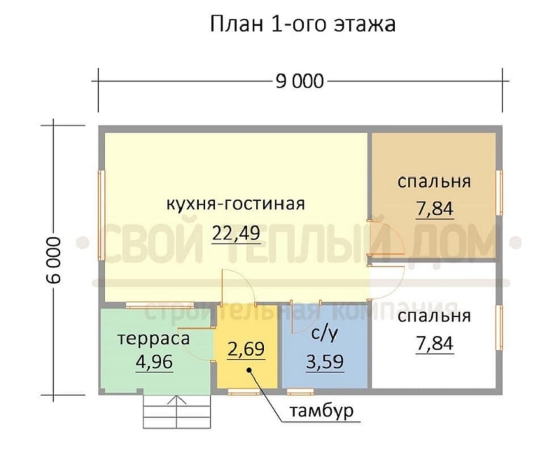 Планировка дома по проекту К-1 от СК 