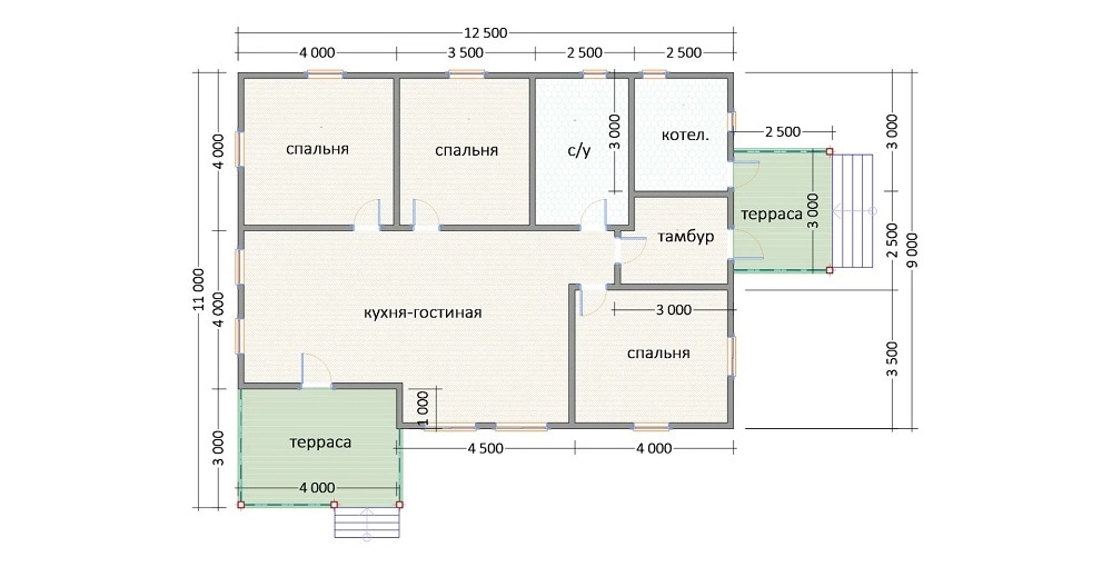 Планировка одноэтажного дома по проекту К-33