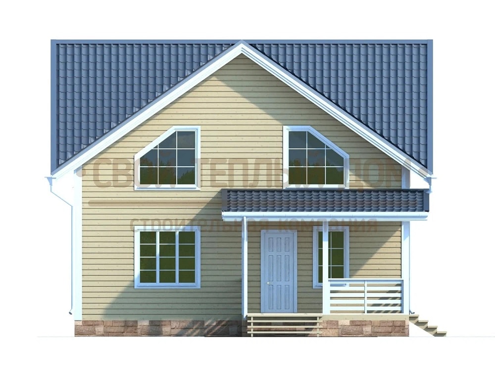 Визуализация проекта КД-47: фасад и главный вход в дом Визуализация проекта КД-47: фасад и главный вход в дом