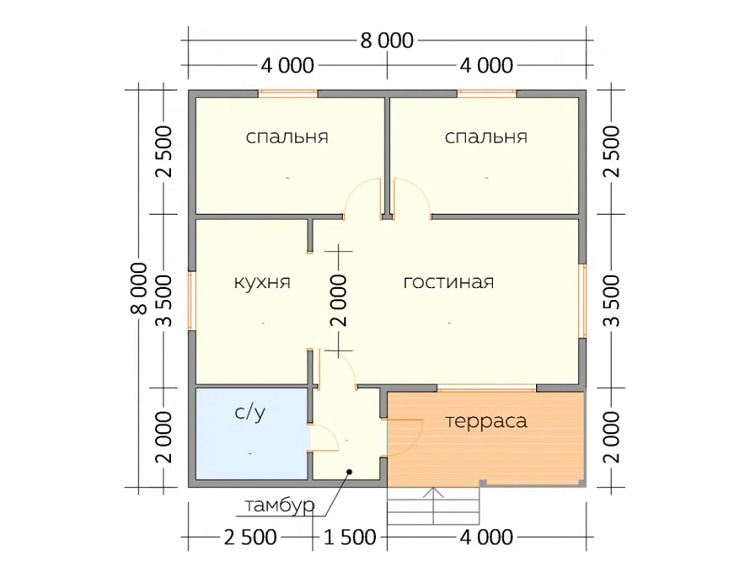 Планировка дома, построенного в Лепсари, по проекту К-11