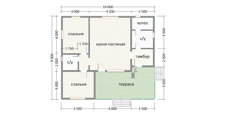 Планировка дома по проекту К-36