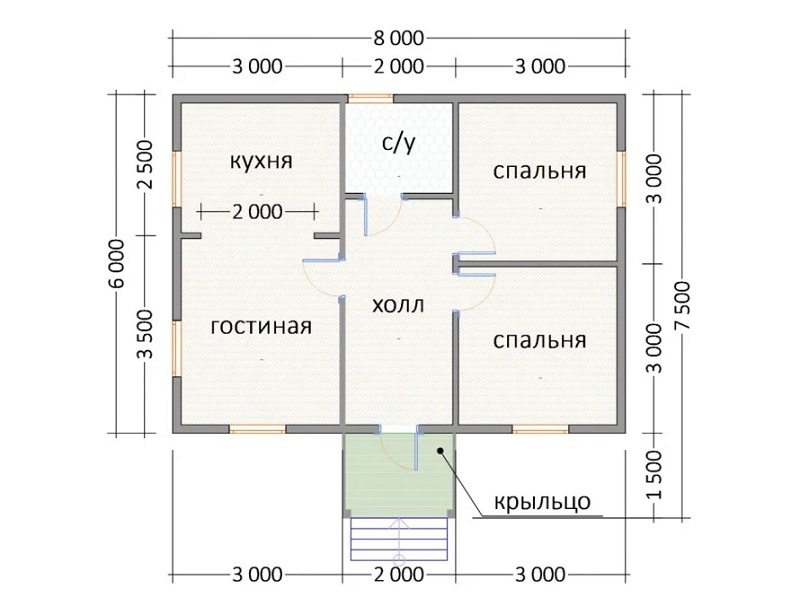 Планировка дома выполненного по проекту К-17
