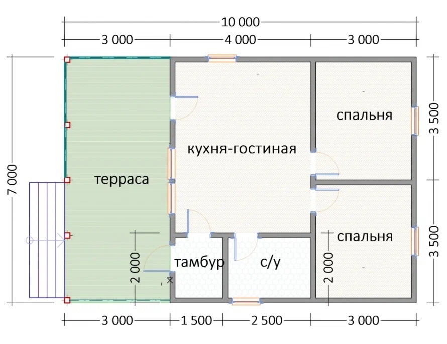 Планировка дома по проекту К-30